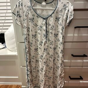 LAKE Pajamas Pima Maternity Nightgown in Blue Floral Size Small